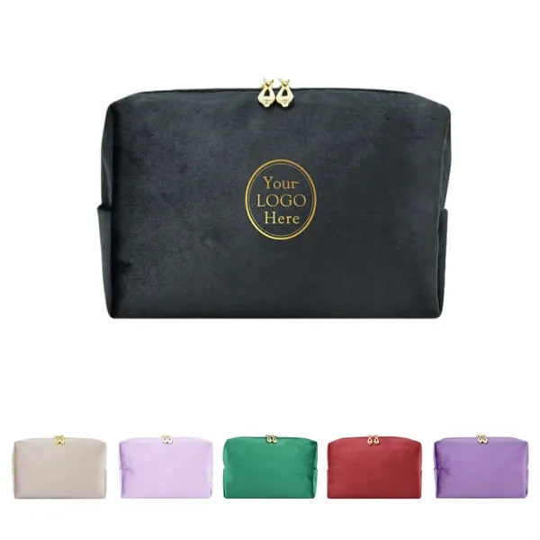 Soft Plush Cosmetic Pouch Zipper Travel Toiletry Bag