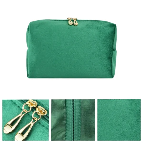 Soft Plush Cosmetic Pouch Zipper Travel Toiletry Bag