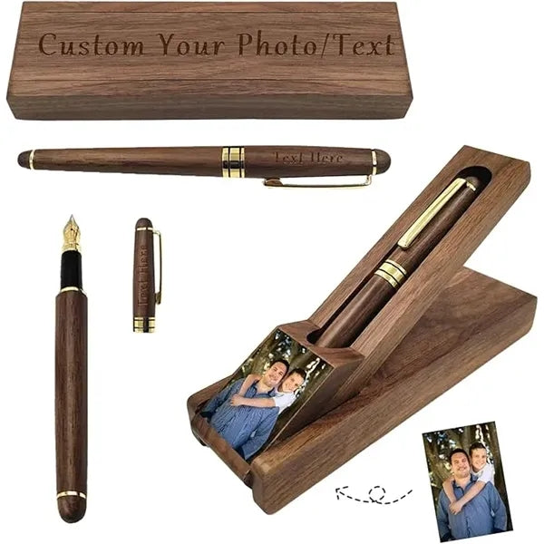 Walnut Fountain Pen Set with Engravable