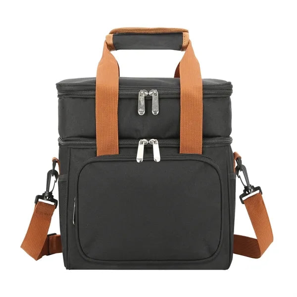 Wide Open Dual Compartment Lunch Bag With Shoulder Strap