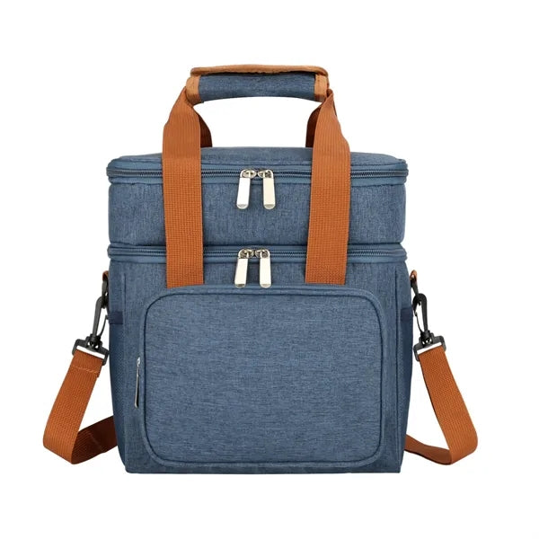 Wide Open Dual Compartment Lunch Bag With Shoulder Strap