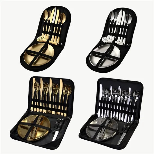 Camping Travel Cutlery Set Stainless Steel Picnic Utensils