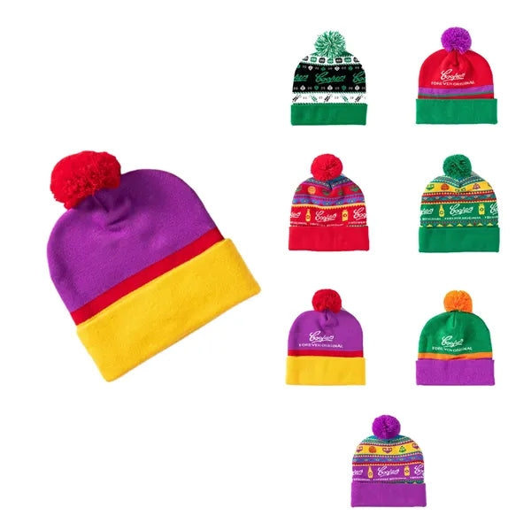 Pom Winter Beanie Warm Knit Hat For Men Women