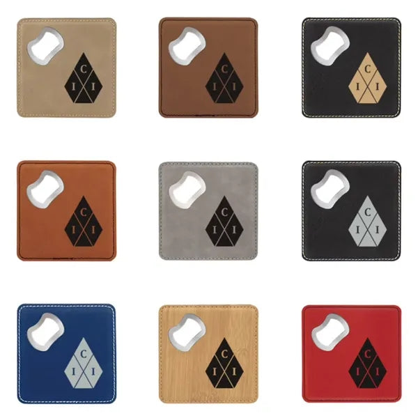 Pu Leather Drink Coaster With Bottle Opener