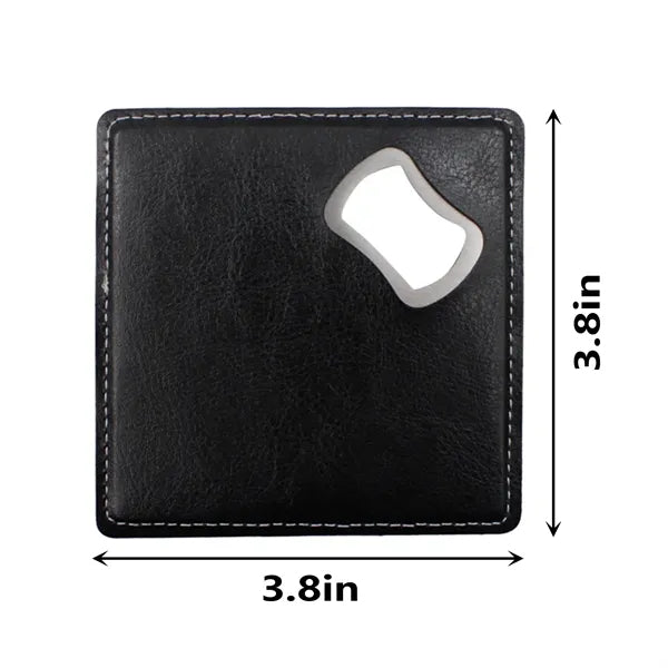 Pu Leather Drink Coaster With Bottle Opener