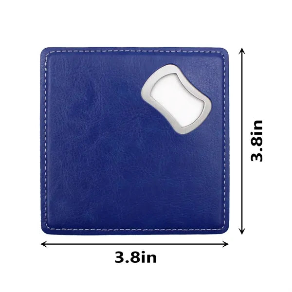 Pu Leather Drink Coaster With Bottle Opener