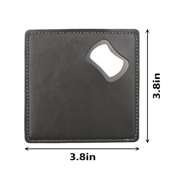 Pu Leather Drink Coaster With Bottle Opener