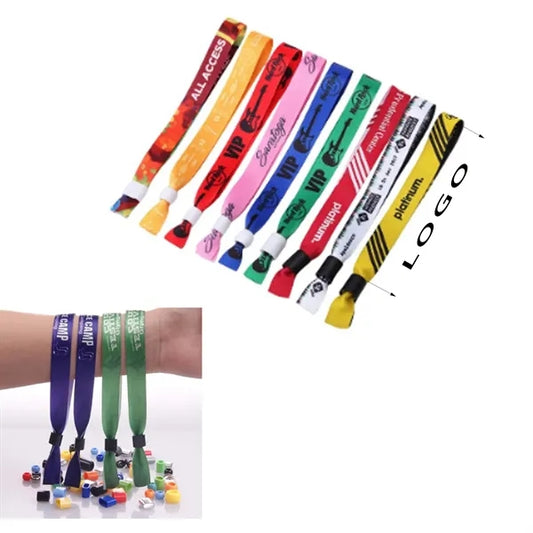 Full-Color Woven Event Wristbands W/ Locking Bead