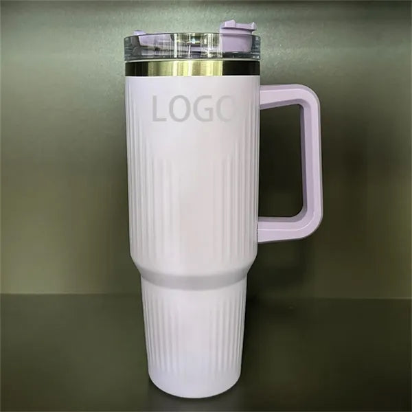 40oz Striped Insulated Tumbler with Handle and Straw Lid