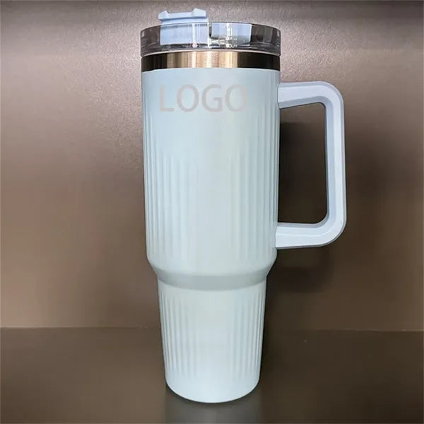 40oz Striped Insulated Tumbler with Handle and Straw Lid