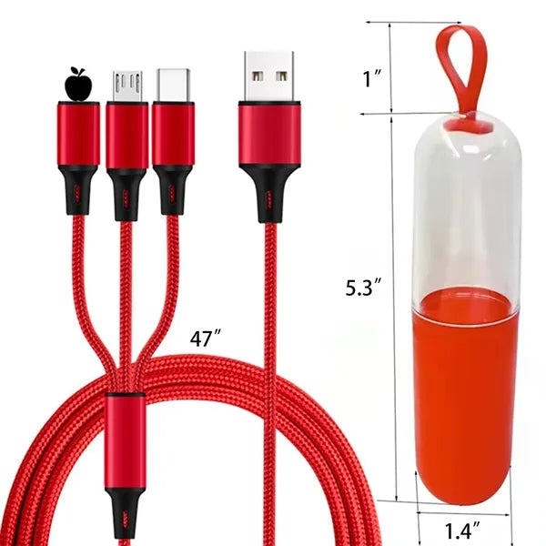 USB 3-in-1 Charging Cable with Capsule Case