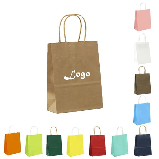 Eco Kraft Paper Tote Bag Handle Pouch