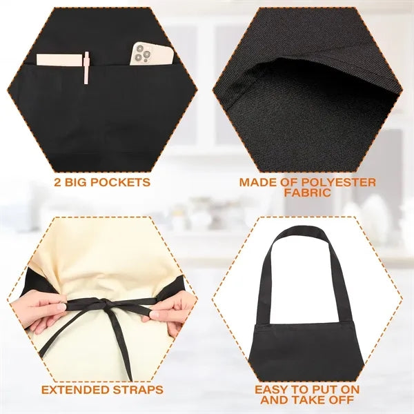 Logo Black Nylon Apron with Pockets