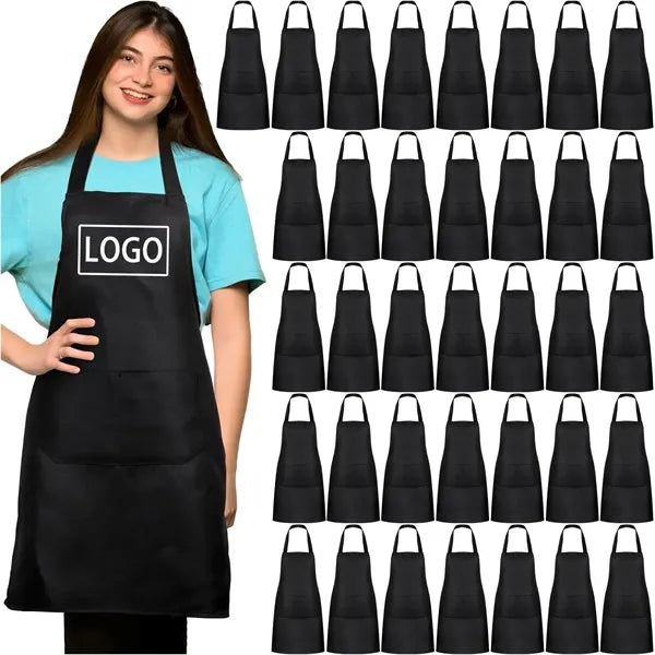 Logo Black Nylon Apron with Pockets