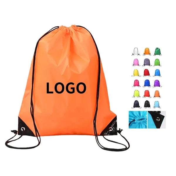 Polyester Drawstring Backpack Reinforced Corner Adjustable