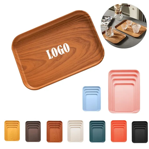 Eco-Friendly Wood Graining PP Material Serving Tray