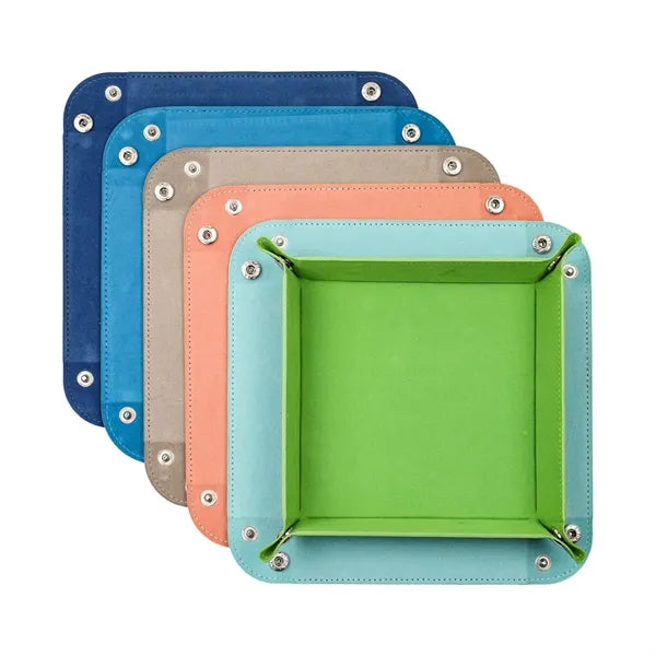 Branded PU Leather Tray Desktop Storage Organizer