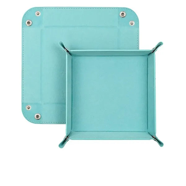 Branded PU Leather Tray Desktop Storage Organizer