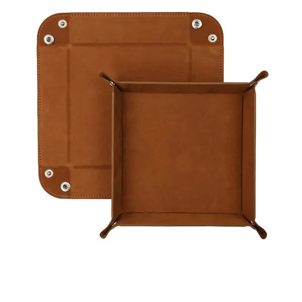 Branded PU Leather Tray Desktop Storage Organizer