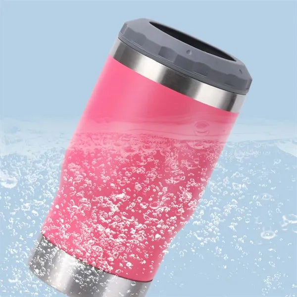 14oz 4 in 1 stainless steel insulated can cooler with 2 lids