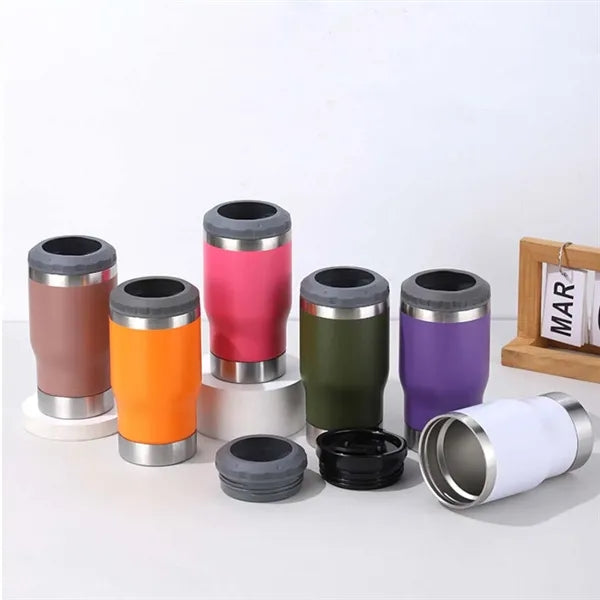14oz 4 in 1 stainless steel insulated can cooler with 2 lids