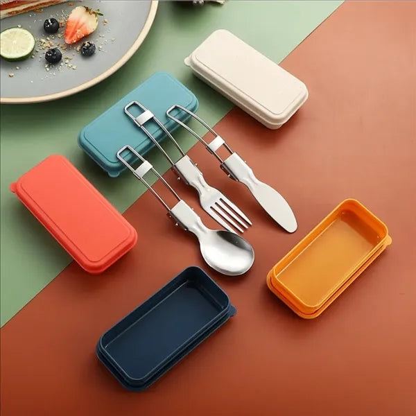 Stainless Steel Camping Cutlery Set With Storage Box