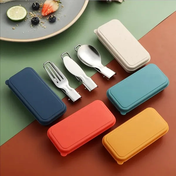 Stainless Steel Camping Cutlery Set With Storage Box