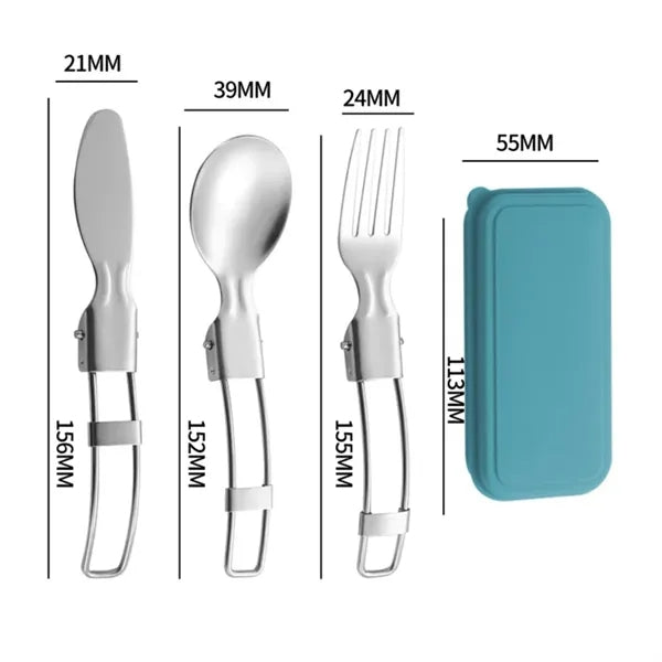 Stainless Steel Camping Cutlery Set With Storage Box