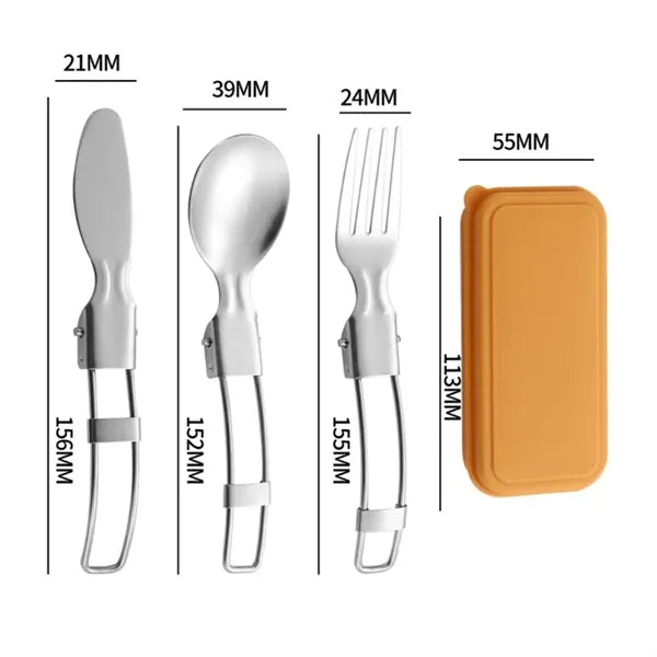 Stainless Steel Camping Cutlery Set With Storage Box