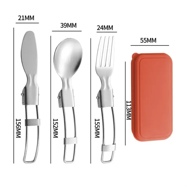 Stainless Steel Camping Cutlery Set With Storage Box