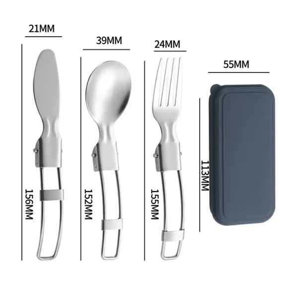 Stainless Steel Camping Cutlery Set With Storage Box