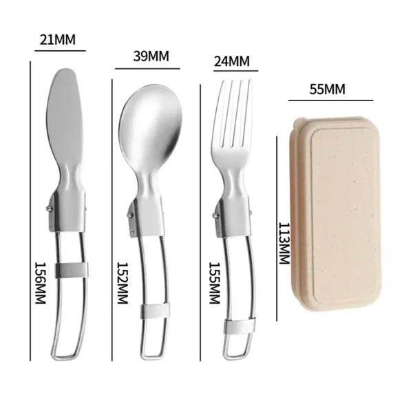 Stainless Steel Camping Cutlery Set With Storage Box
