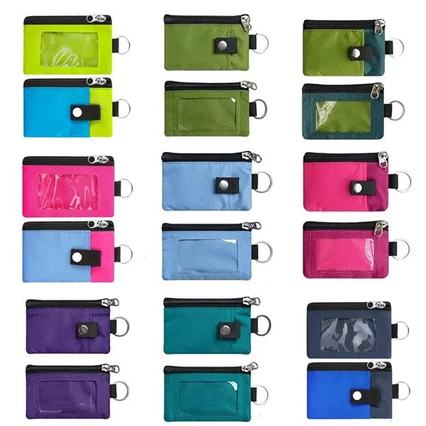 Minimalist RFID Wallet with Lanyard ID Case with Zipper