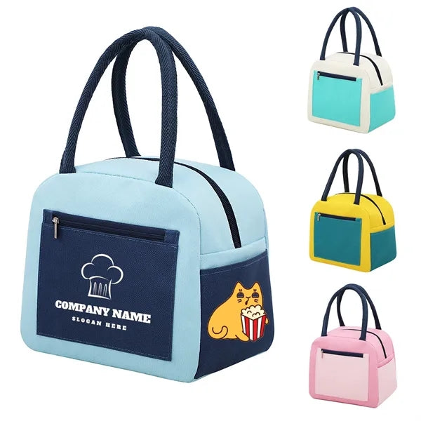 6-Can Color-Block Insulated Lunch Bag with Front Pocket