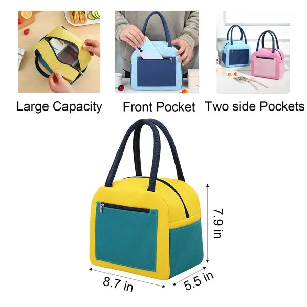 6-Can Color-Block Insulated Lunch Bag with Front Pocket
