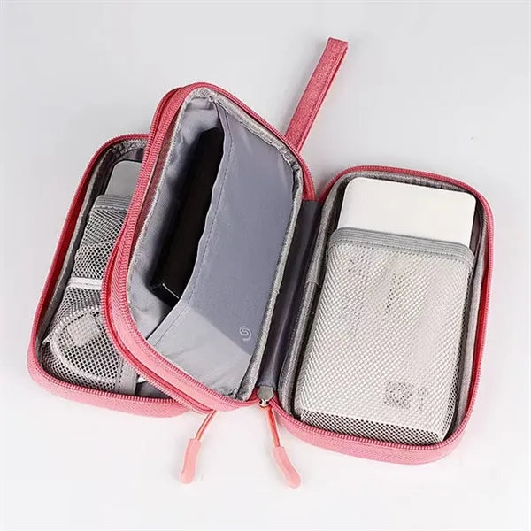 Electronics Travel Organizer With Power Bank Earbud Cables