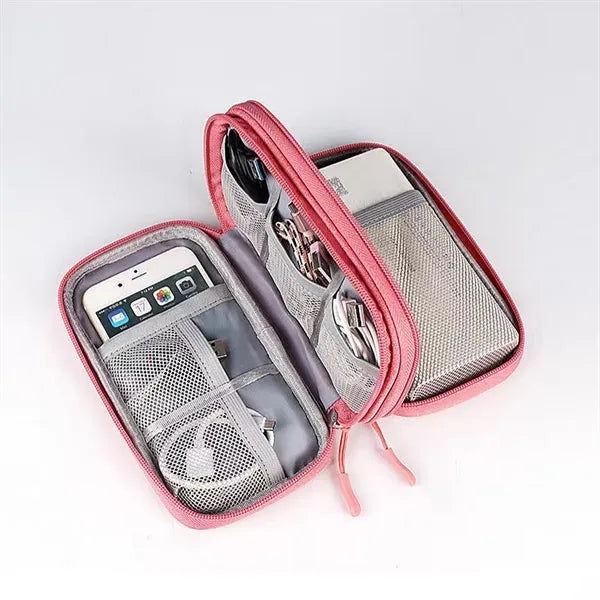 Electronics Travel Organizer With Power Bank Earbud Cables
