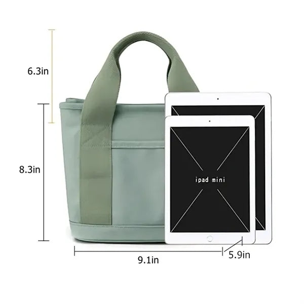 Canvas Tote Bag with Zipper and Multi Pockets