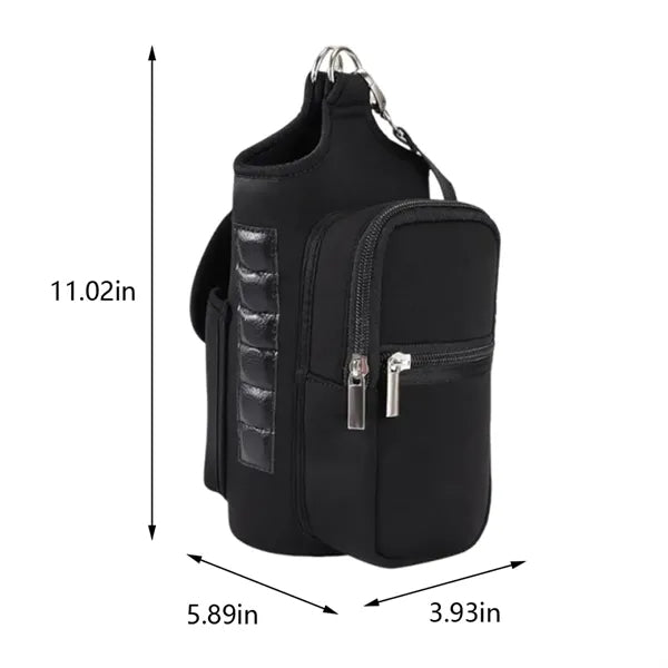 Magnetic gym bag bottle carrier holder with phone pocket
