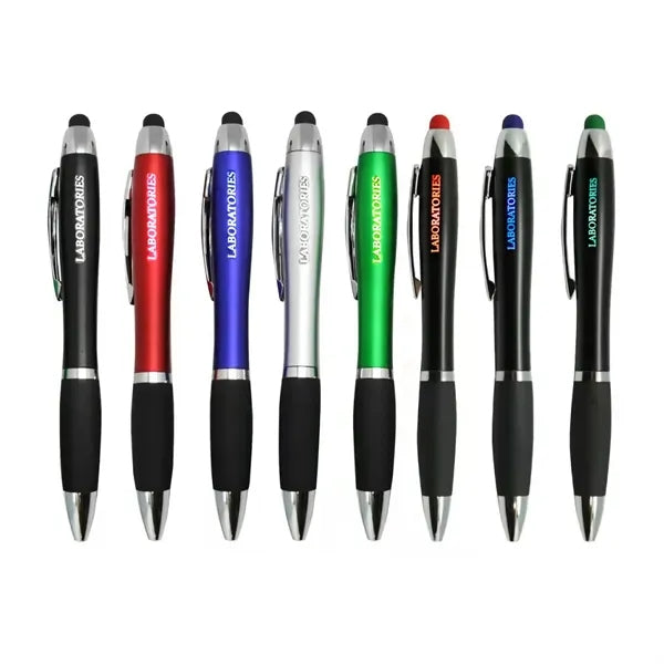 Curvy Plastic Stylus Pen w/Light UP Engraving