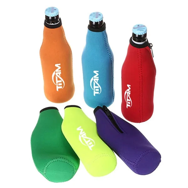 Neoprene Zippered Beer Bottle Cooler