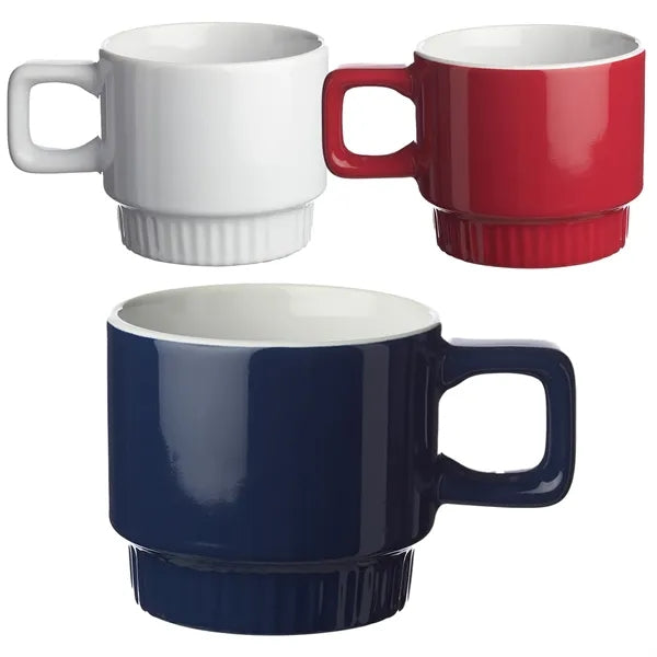 Square Handle Stackable Ceramic Mug, 10 oz.