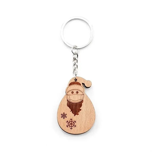 Wooden Santa Keychain