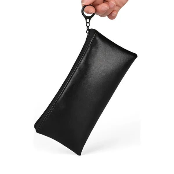 Black Soft Leather Pen Case/Cosmetic Organizer