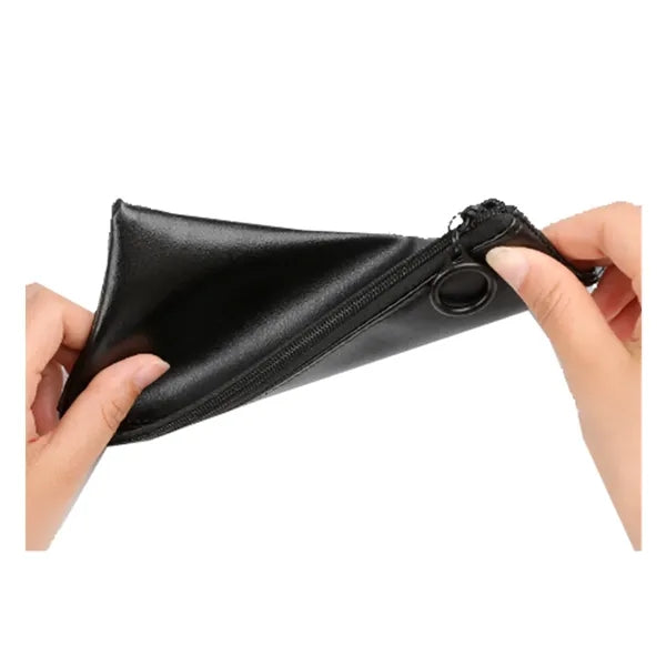 Black Soft Leather Pen Case/Cosmetic Organizer