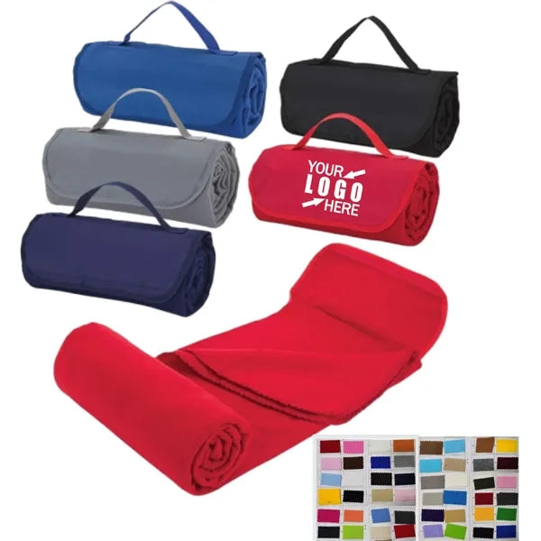 Portable Double-sided Fleece Roll-Up Blanket
