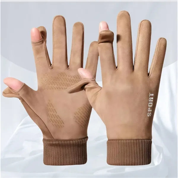 Men Suede Warm Gloves with Touchscreen Anti-Slip for Winter