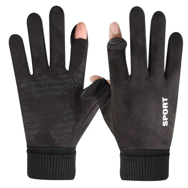 Men Suede Warm Gloves with Touchscreen Anti-Slip for Winter