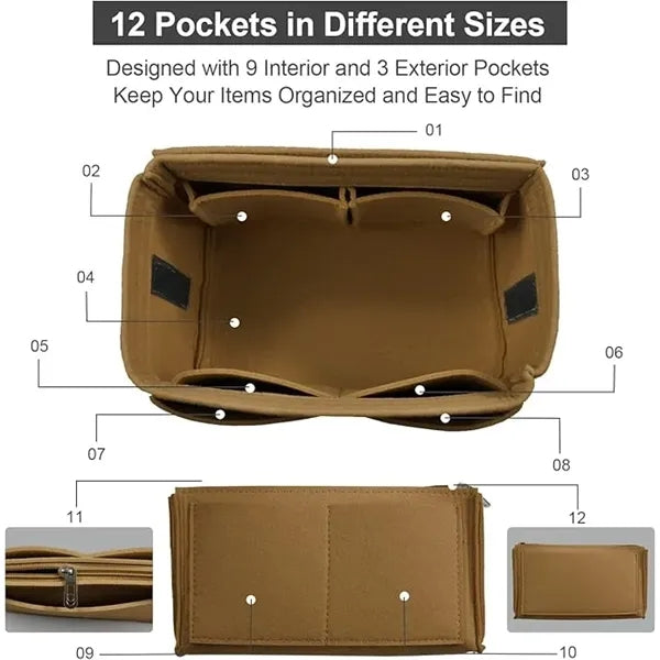 Felt Tote Bag Organizer Insert Medium Size