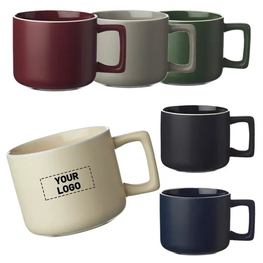 Stylish White Rim Ceramic Mug, 11 oz.